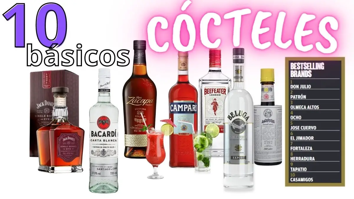 10 botellas de alcohol para cócteles - Bebidas Caras & Premium